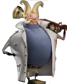 Abraham carries the Tesla Rifle on his shoulder.