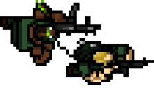 An unused sprite for the Ambush outro, featuring Barnes using Jacket's radio.