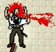 The Son performs his unique Butterfly Knife execution on a Security Guard.