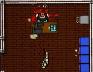 Jake is shot in the head by the Manager.