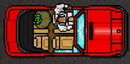 The Henchman driving a red convertible in a nightmare he has.