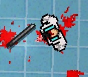 A Mobster killed by one of Biker's Throwing Knives