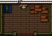 Jack's Sister hiding in a storage closet.