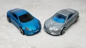 Alpine A110 new model (left) and Alpine A110 unspun zamac bare skin prototype (right)