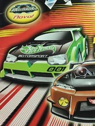 Artwork on the cover of the Panini's Mega Race 2005 sticker album.