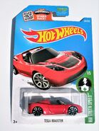 Tesla Roadster, 2016 Red. Long Card, HW Green Speed.