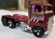 1997-8 Ford Stake Bed Truck Maroon with pink Crash Brrier Consturction backed with pink