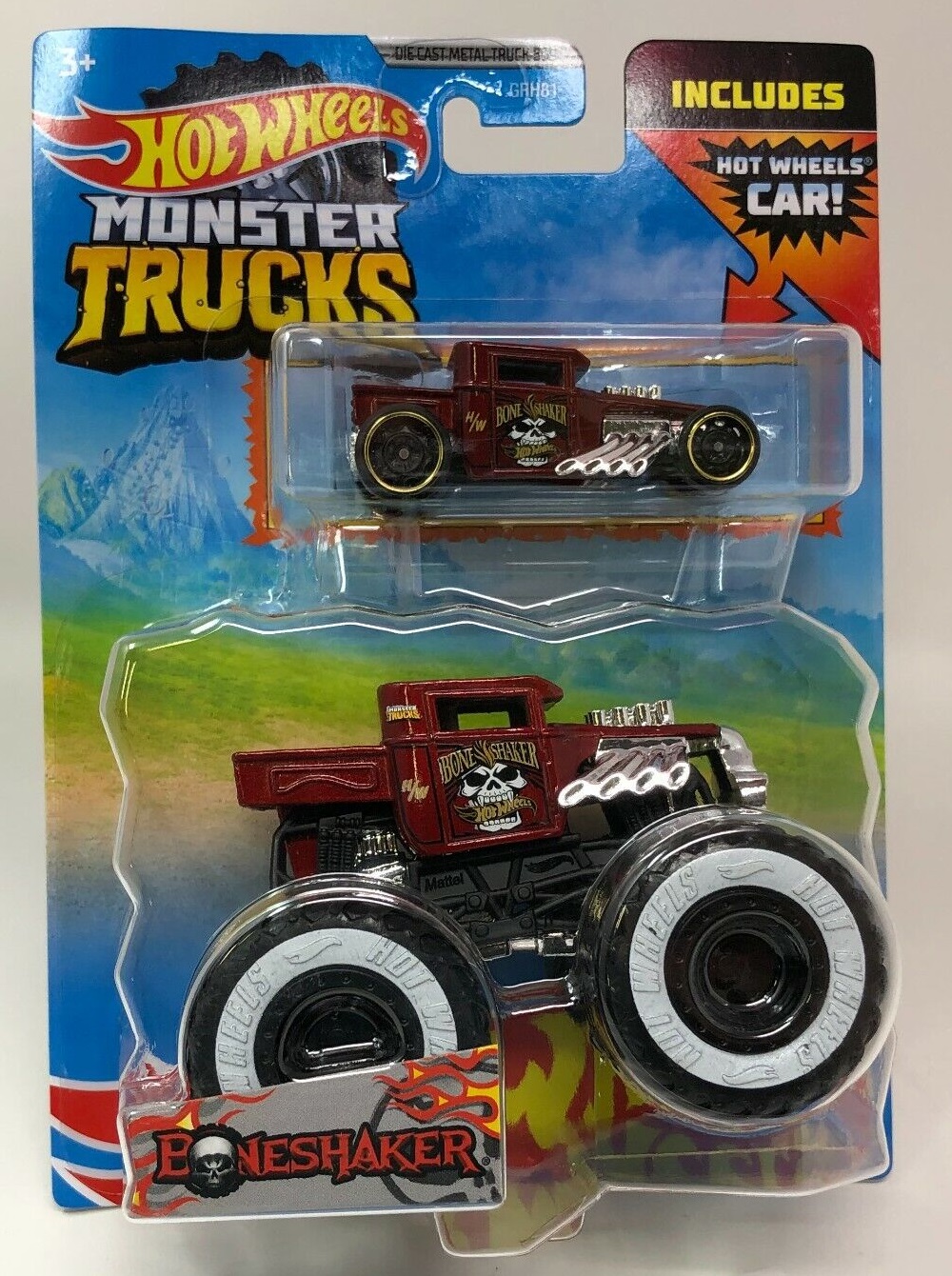 Hot Wheels Monster Trucks 1:64 Scale Bone Shaker Crushable Car 6/75,  Black/red
