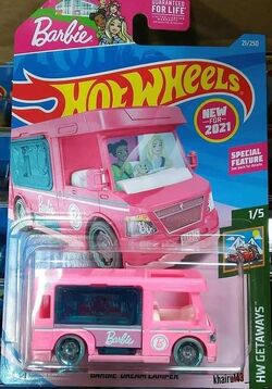 Hot Wheels 2021 Blue Card HW Getaways #021 Barbie Dream Camper Pink Grx39 for sale online
