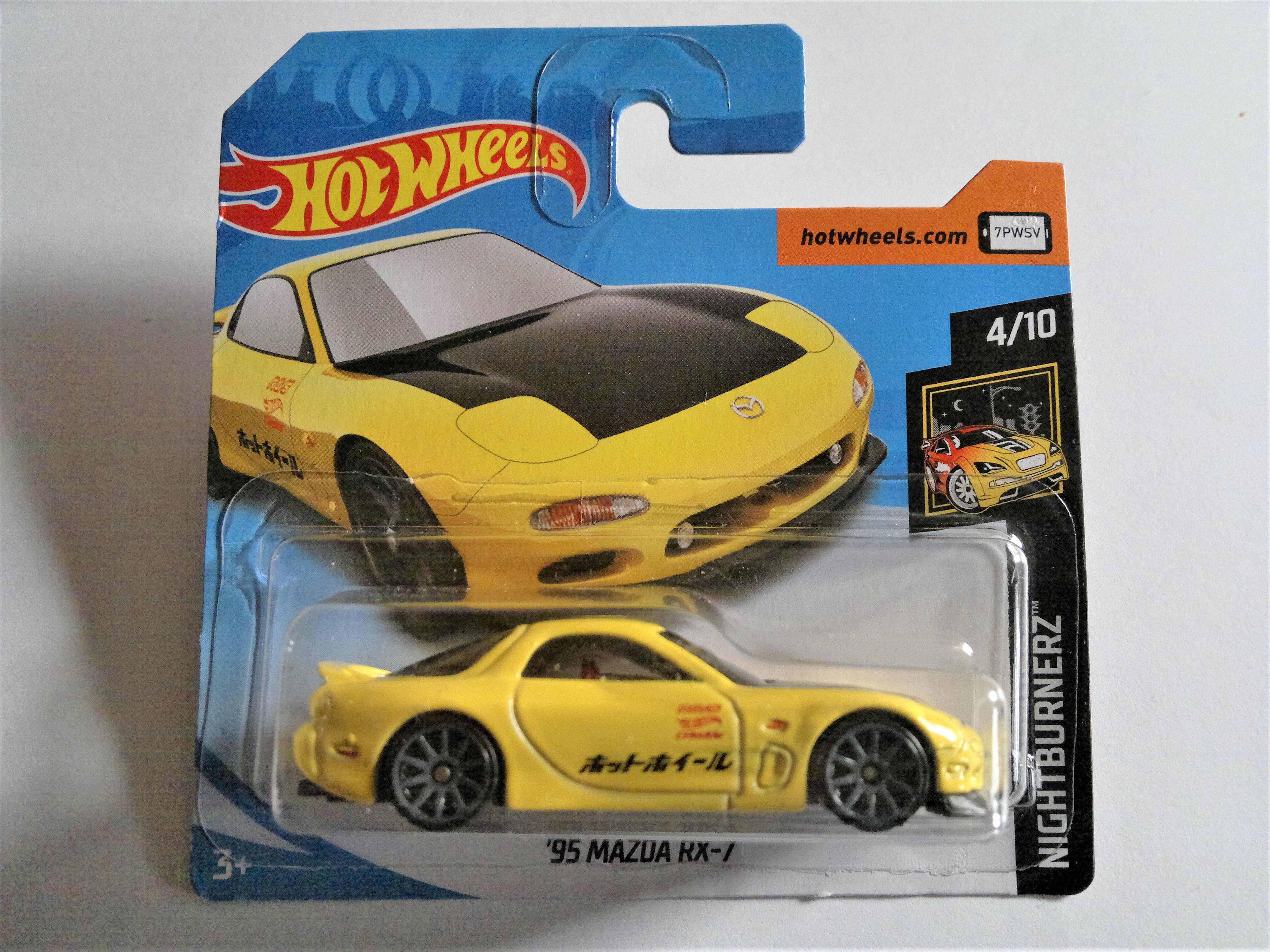 2018 Hot Wheels #16 Nightburnerz '95 Mazda RX-7 yellow