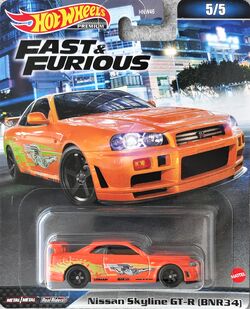 Hot Wheels 2017 Fast and Furious Nissan skyline GT-R R34 silver/blue 2 fast  2 furious 2/8
