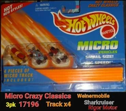 3pk with 4 pieces of Micro Track Sharkruiser, Wienermobile, Rigor Motor