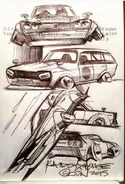 Mad Manga and Datsun Bluebird Wagon Jun Imai Sketches