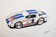 Sketch by Larry Wood of the 2003 100% Preferred: Corvette version.
