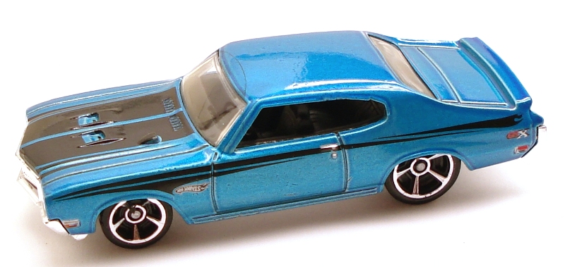 HOT WHEELS 1970 BUICK GSX American Muscle Charcoal Gray Blue Flames Spoiler
