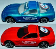 Chevyshowvette.jpg (27 KB) Here are the 2 MBX Corvettes that were made for the "All Chevy Show". This event was sponsored by the "Steeltown" Corvette Club. Only 20 of the Blue vettes were made and 100 were made of the Red Corvettes. (markscoolestwheels.com)