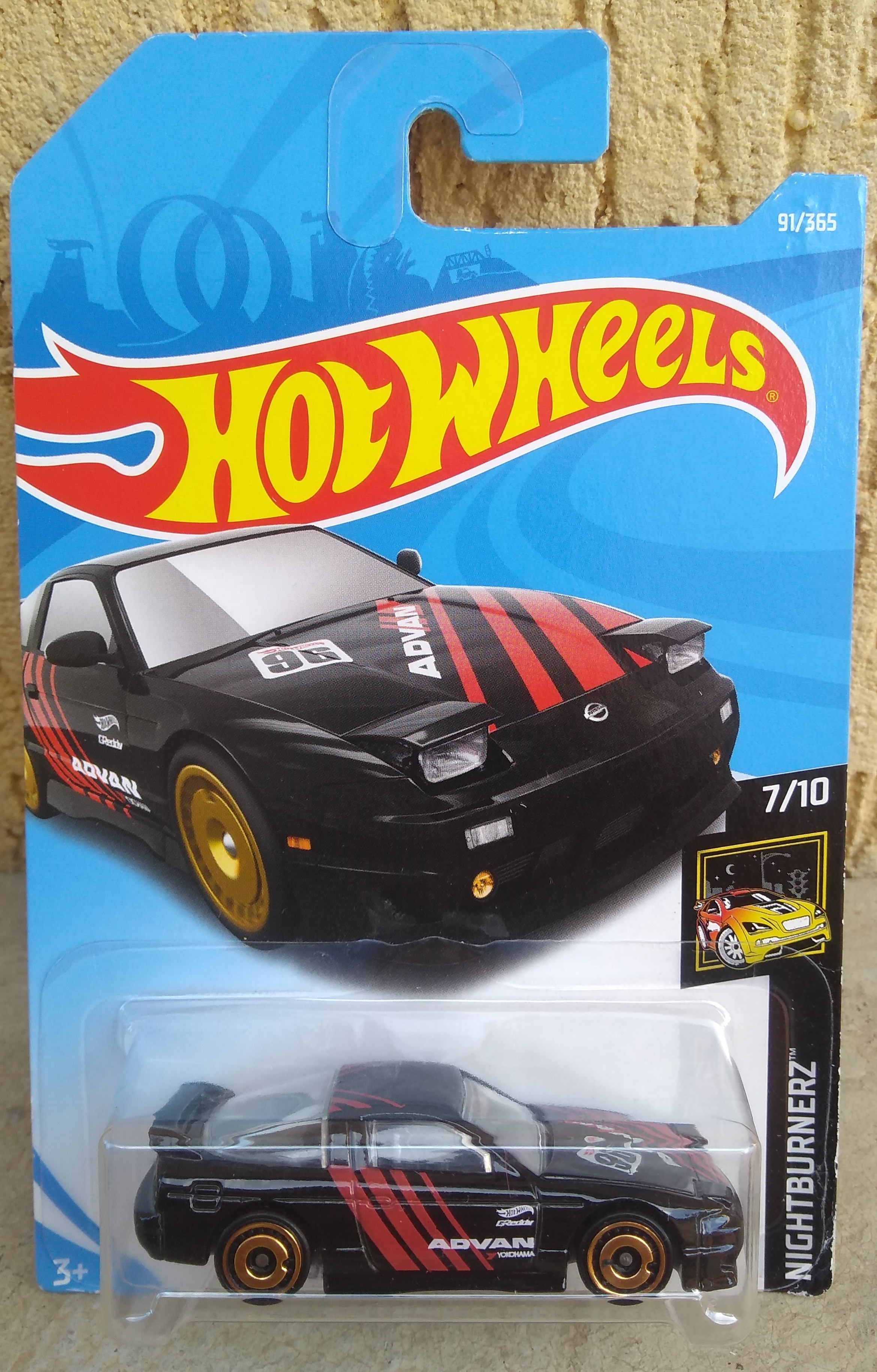 HOT WHEELS  180SX Type X All Black Yellow Rims Real Riders Clear Windows Racing 