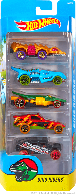 Dino Riders 5-Pack (2017) | Hot Wheels 