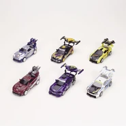 Pre-production resin models with different 5 spoke wheels, from Mattel catalog.