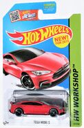 Tesla Model S, 2015 Red. Long Card, "New for 2017" version.