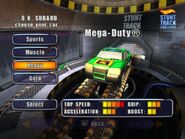 Mega Duty is the starter car in Hot Wheels Stunt Track Challenge