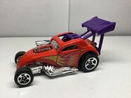 Hot Wheels 2001 50072 Hot Rods 5-Pack Fiat 500C Dragster red,Purple wing Yellow Purple And Silver Flame Design 5SP wheels Thailand a