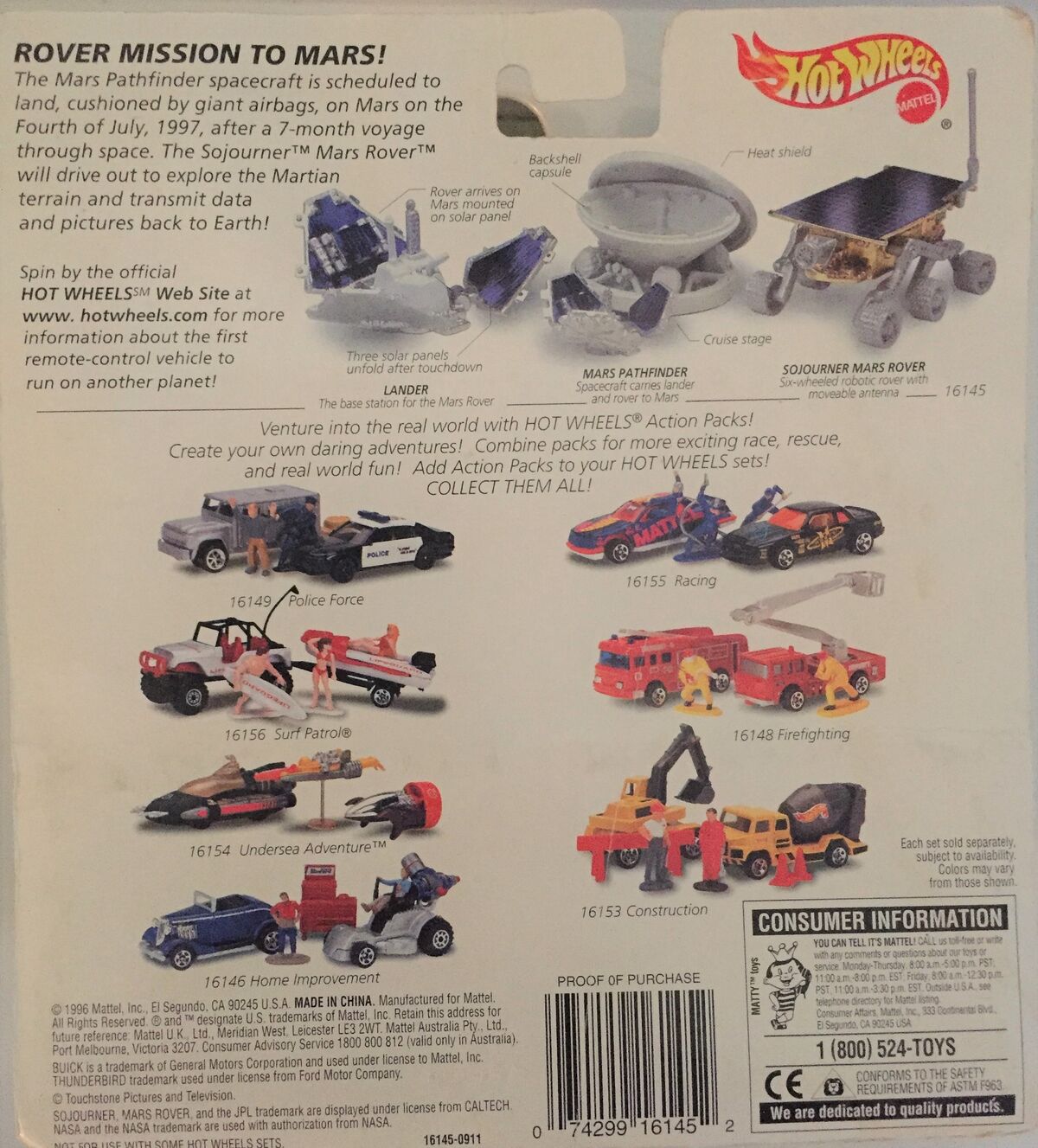 Hot wheels action pack jpl sojourner mars rover sales