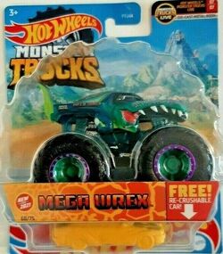 Hot Wheels Monster Trucks Mega Wrex, 1:64 Scale with Re-Crushable 68/75