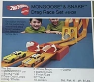 Yellow Prototype in a Mongoose & Snake Drag Race Set Ad