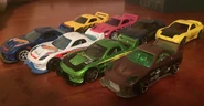 blue, white colour shifter, green yellow, pink 24/7s, blue, yellow RX-7