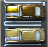 A top view of the 2011 Hot Wheels Studebaker Avanti: Super Trea$ure Hunt$ (top) and Regular Treasure Hunt (bottom)