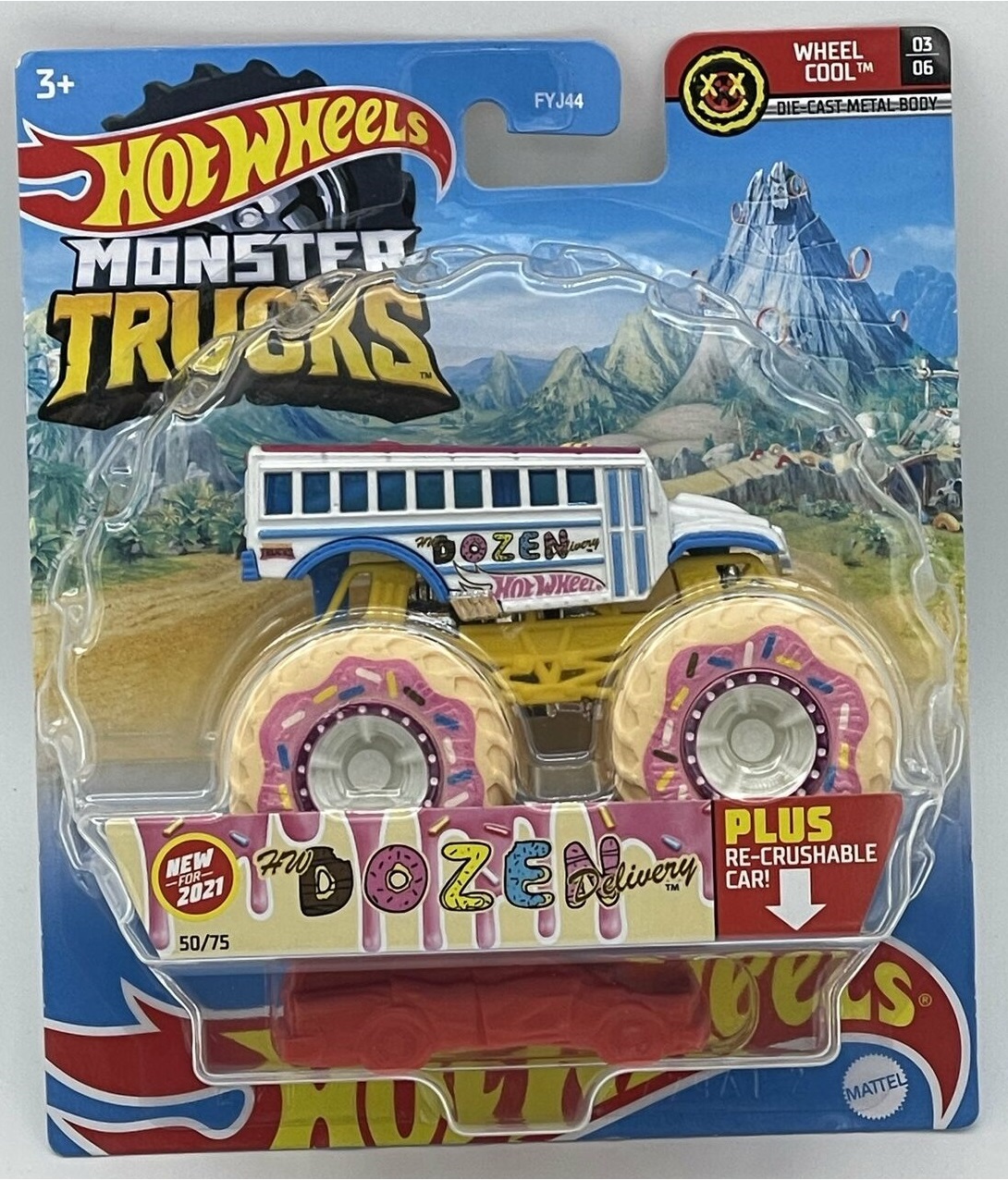 Hot Wheels Monster Trucks 1:64 Scale TOO S'COOL, Includes Hot