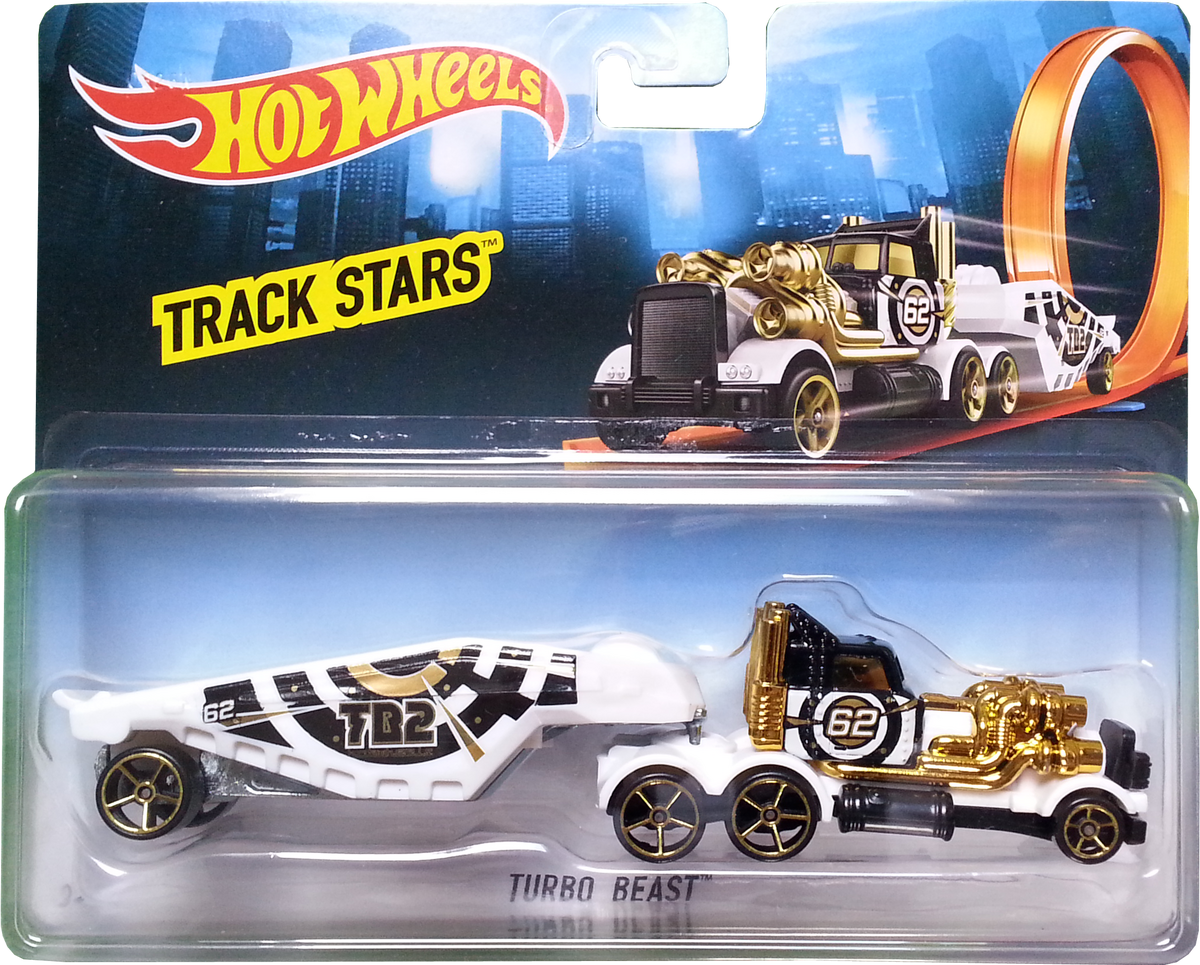 NEUF! CAMION HOT WHEELS Track Stars TURBO BEAST (blister & carton support  abimes 