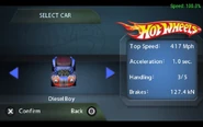 Dieselboy as a playable car in Hot Wheels Ultimate Racing