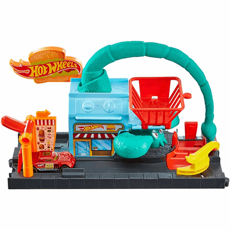 NEW 2022 Mattel Hot Wheels City BURGER DRIVE-THRU Playset with 1 Car  Vehicle