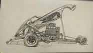 Larry Wood drawing of a Z-Whiz Dragster (Bruce Pascal collection)