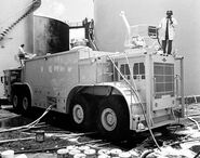 P-15 Truck, Airport Rescue Fire Fighting (ARFF) at a fuel storage fire, Hickam Air Force Base, Honolulu, Hawaii, 1 September 1980
