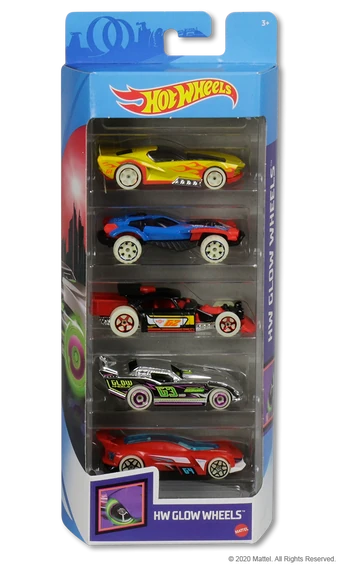 hot wheels hw glow wheels 5 pack