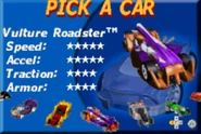 Vulture Roadster as a playable car in the GBA version of Hot Wheels Velocity X