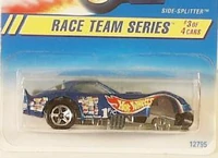 Hot Wheels car with missing front wheels