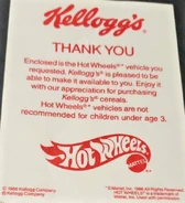 Thank you card given with the prize