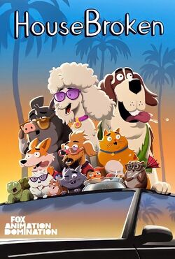 HOUSEBROKEN, from left: Max (voice: Tony Hale), Nibbles (voice: Bresha  Webb), Honey (voice: Lisa Kudrow), Elsa (voice: Clea Duvall), Tabitha  (voice: Sharon Horgan), Shel (voice: Will Forte), Who's a Scaredy Cat?, ( Season