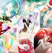 Anime promotional art of Phos, Diamond, and Cinnabar.