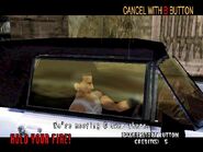 The player character driving with the Bruno costume.