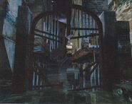 A destroyed water gate.