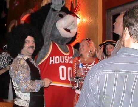 Houston Rockets mascot Clutch the Bear during the first half of an