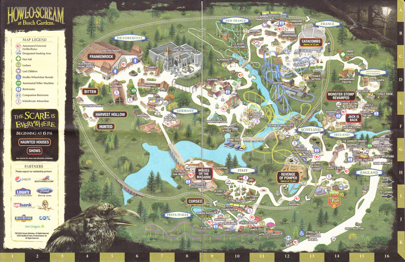 Busch Gardens Williamsburg Howl O Scream Park Map | Fasci Garden