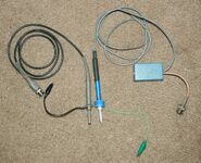 Homemade-100x-oscilloscope-probe-and-commercial-10x-probe