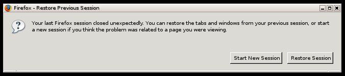 Firefox session restore not working Firefox session restore not working