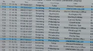 Atwood's call logs, showing each time she received a call from the blocked number.